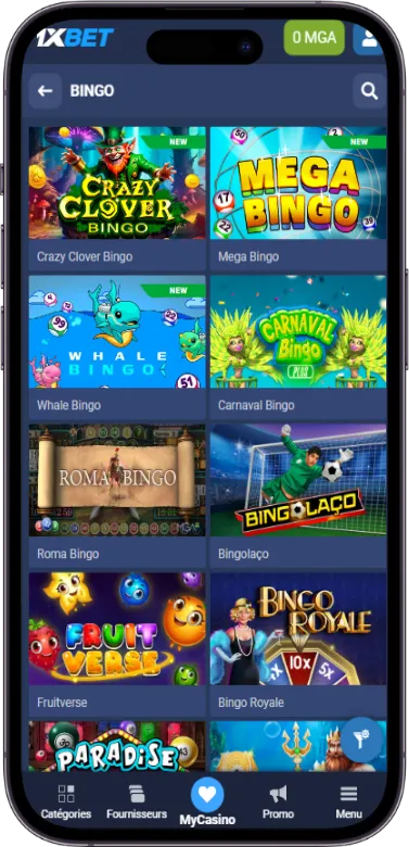 1xBet bingo