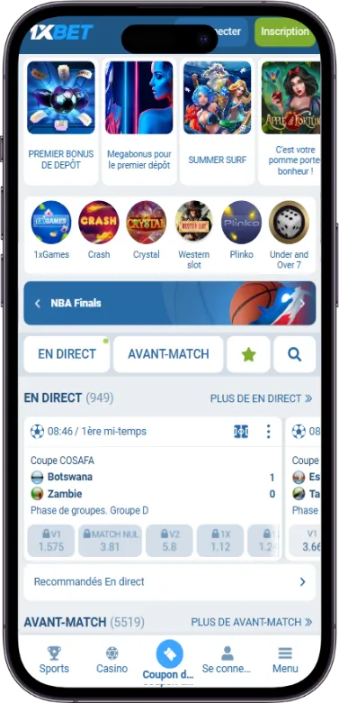 1xbet page d'accueil