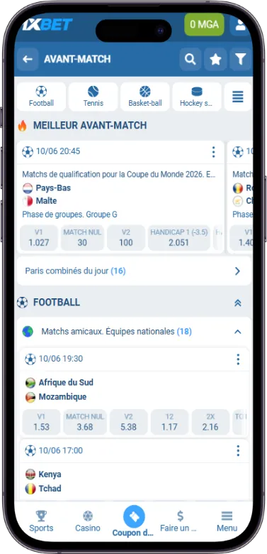 1xBet sports