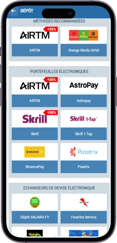 1xBet système de paiement