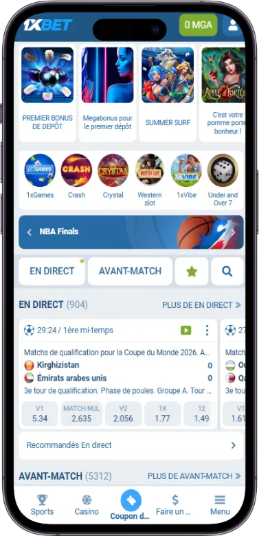 page d'accueil 1xbet